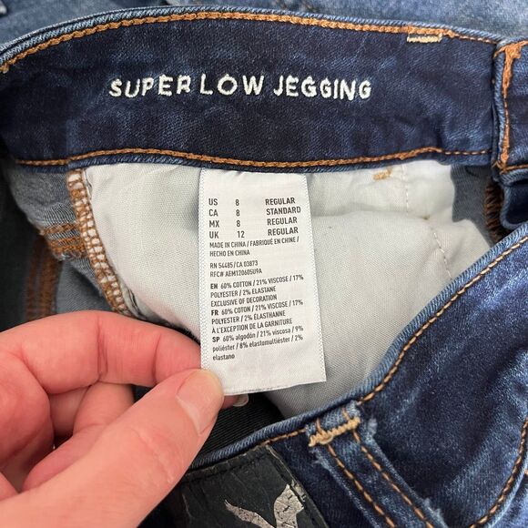 American Eagle Distressed Super Low Jeggings Skinny Jeans 8 - Picture 8 of 8